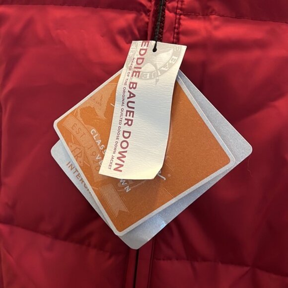NWT Eddie Bauer Vest Goose Down Quilted Puffer Full Zip Pockets Men Adult  M Red - Picture 4 of 14